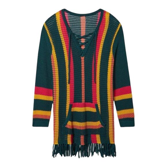 Torrid NWT Open Stitch Pullover Fringe Hem Sweater Size 3X Kangaroo Pocket Boho - Picture 2 of 8